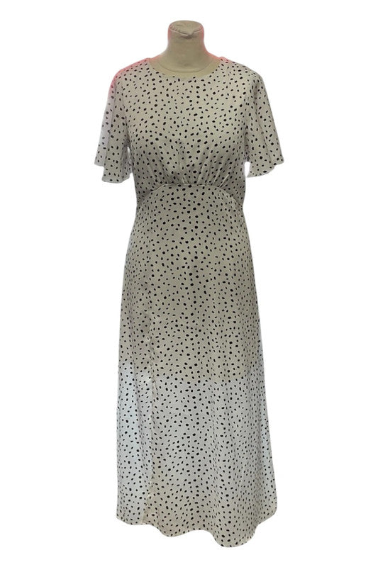 Girl in Mind Dress Cream polka dot midi Sz 8 9410EMC