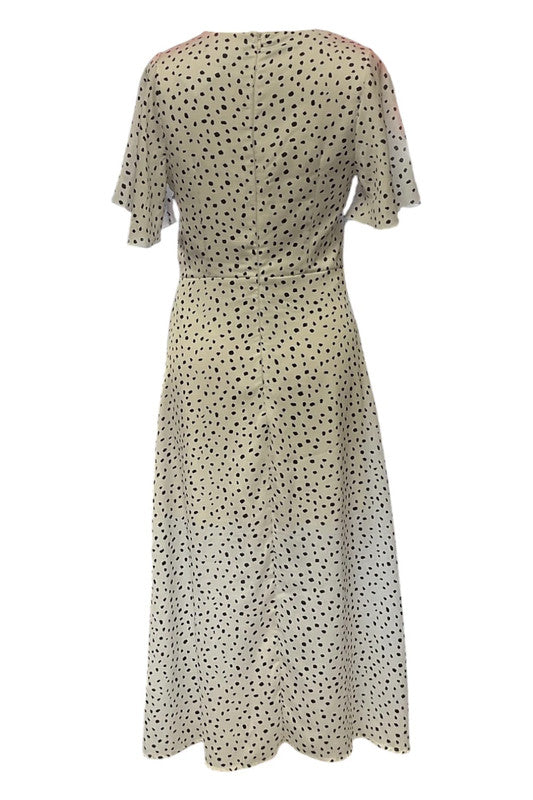Girl in Mind Dress Cream polka dot midi Sz 8 9410EMC