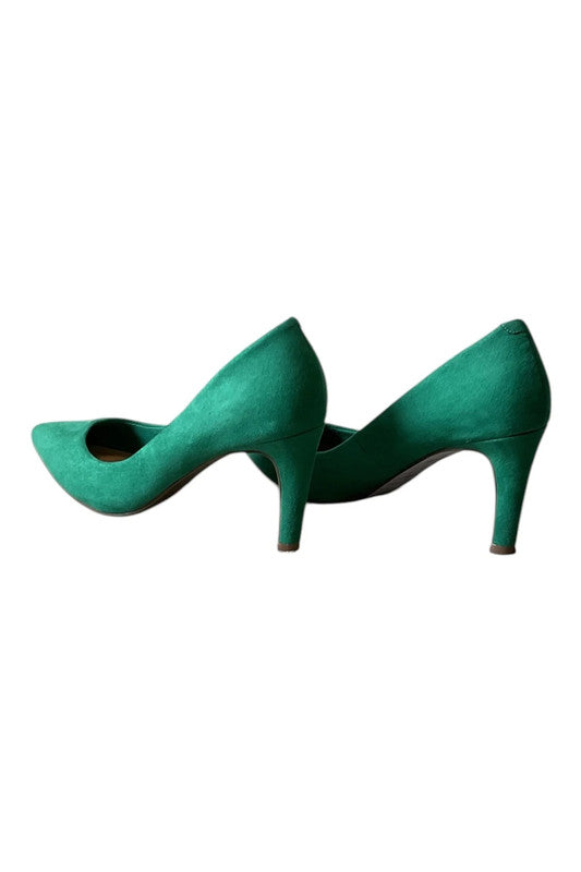 M&S Shoes green suede high heels Sz 5.5 9381JC