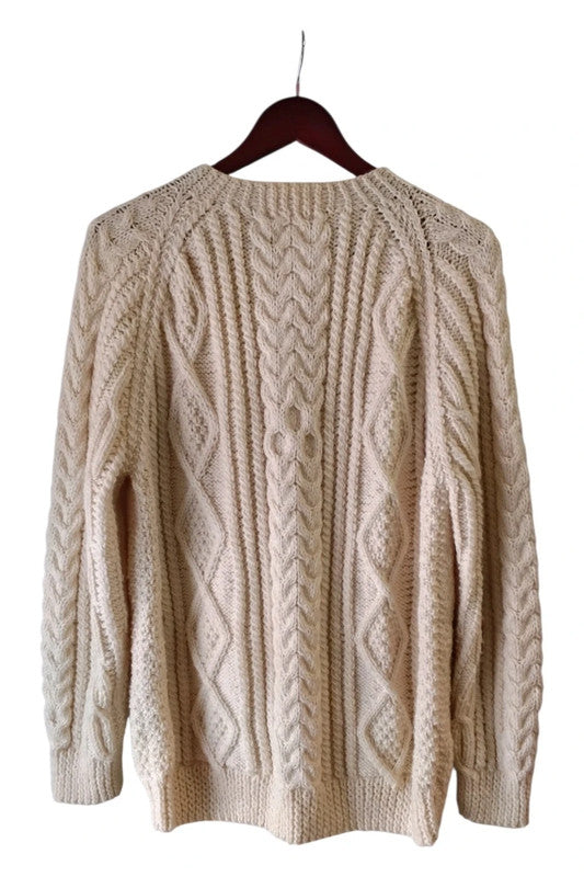 Irish knit cardigan cream Size M 9453JC