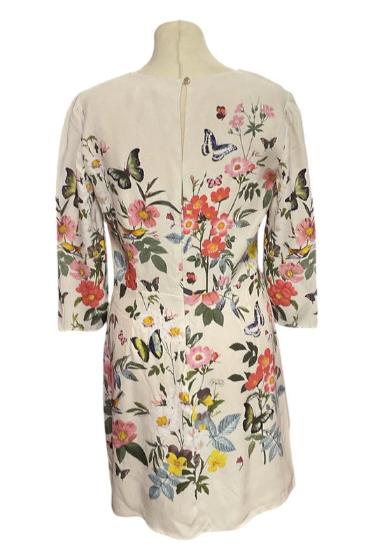 Oasis Dress Cream floral print  Sz 10 9482CC