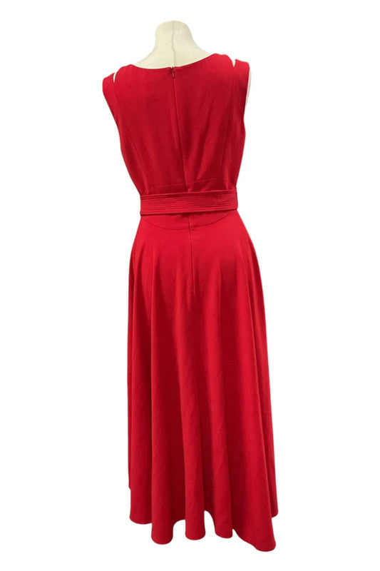 Karen Millen Dress Red midi  with tie waist  Sz 10 9477CC
