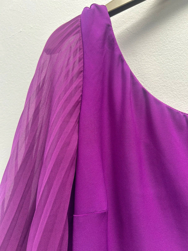 Wallis Asymmetric One-Sleeve Chiffon Mini Dress Sz Small 9485KTI