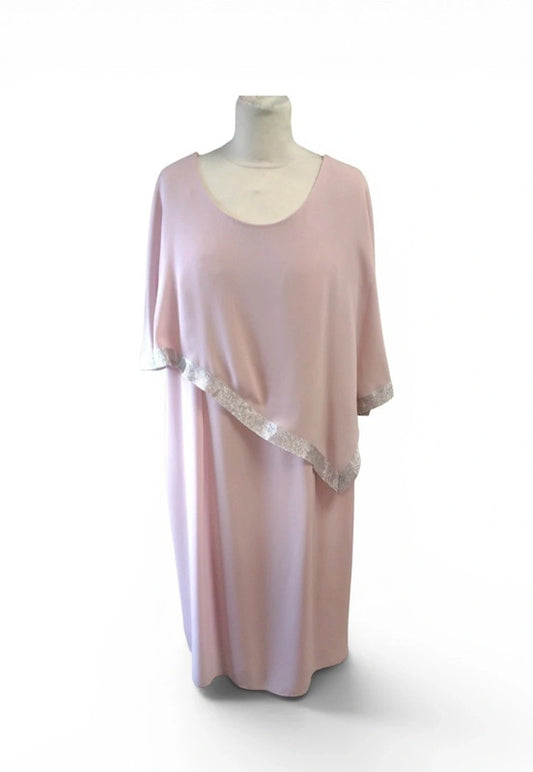 Arggido Pink Mother of the Bride dress with silver trim size 50/22 9490AJH