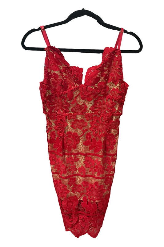 Boohoo  dress lace red size 14 9531GRS