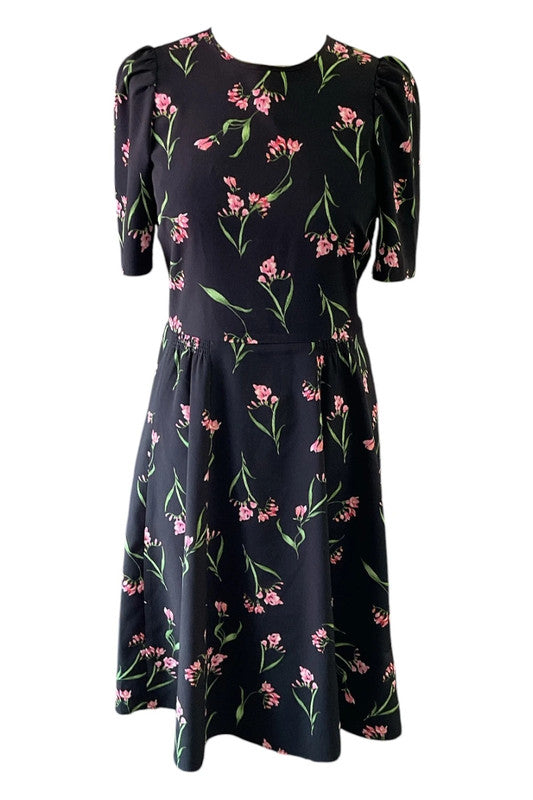Black floral midi dress Size S 8187NN