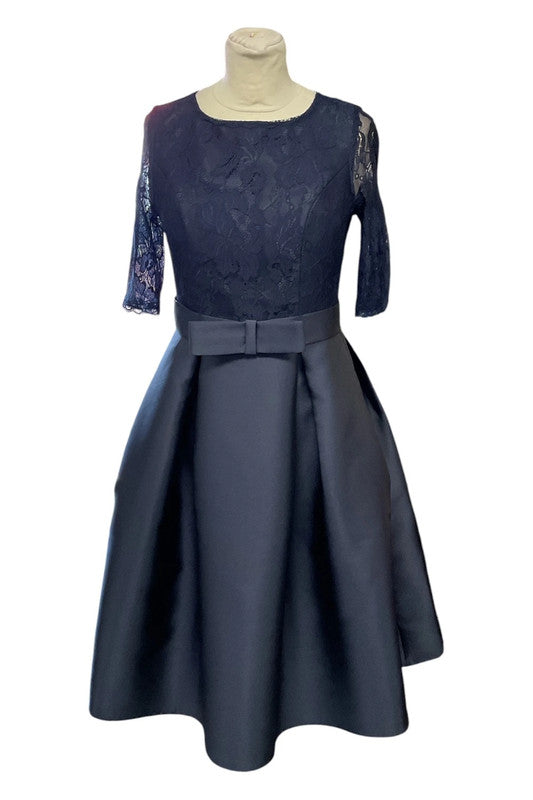 Navy blue lace dress with bow detail Size 8 9222MAR