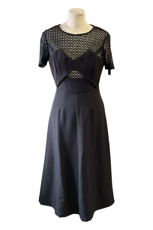 Black midi dress with cut out detail Size 8 4475OC
