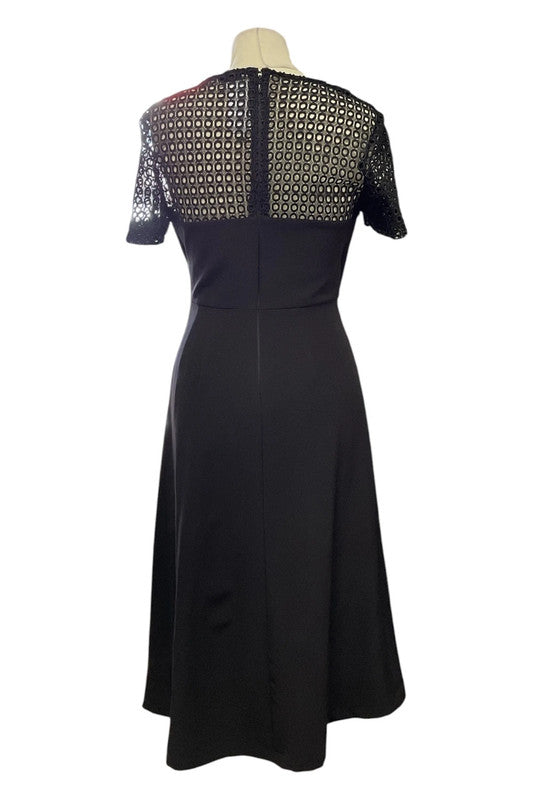 Black midi dress with cut out detail Size 8 4475OC