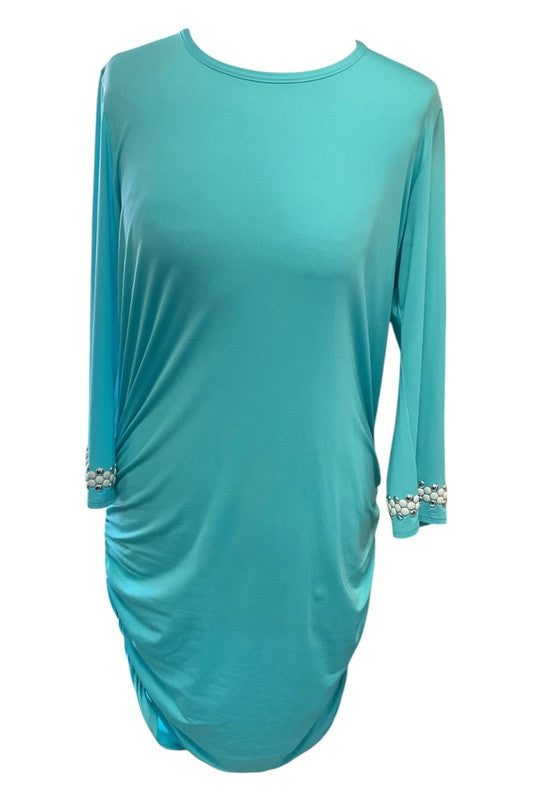 Blue beaded long sleeve  Michael Kors dress Size Xs 8982CDC