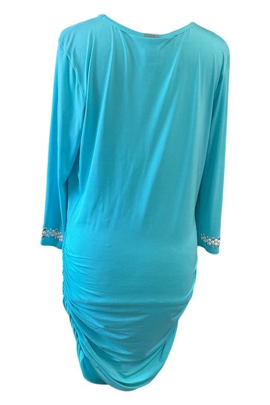 Blue beaded long sleeve  Michael Kors dress Size Xs 8982CDC