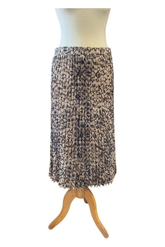 Pleated midi skirt with elastic waistband Size M 8946TC