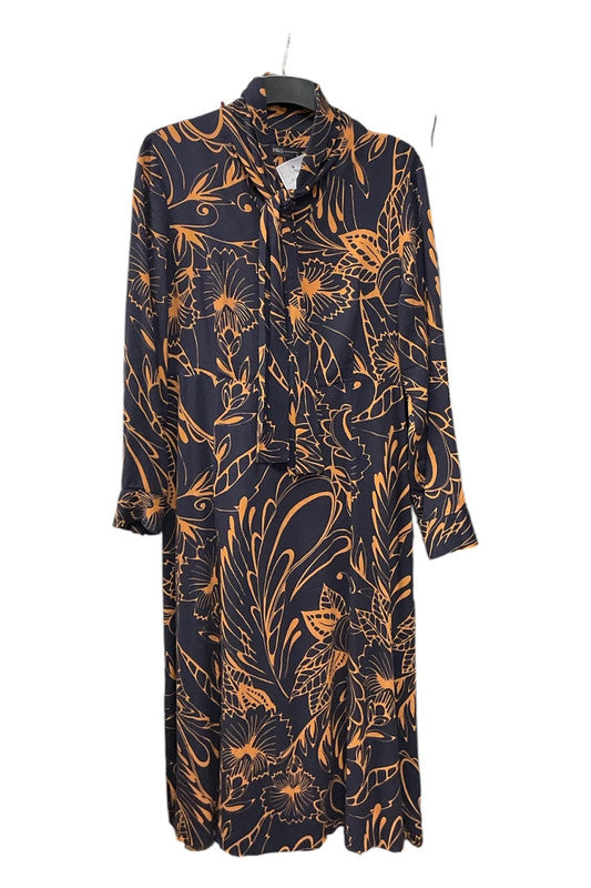 M&S Dress navy print Sz 14 9547VAI
