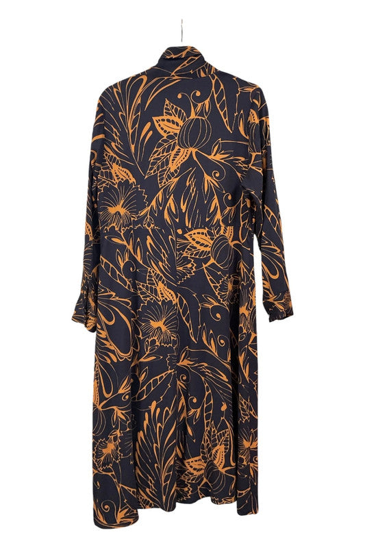 M&S Dress navy print Sz 14 9547VAI
