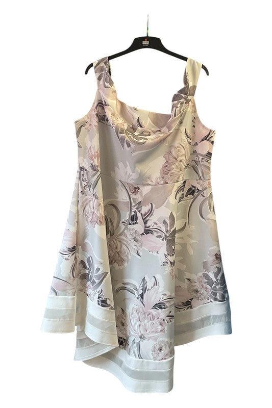 Quiz Dress grey  floral print sleeveless  Sz 26 9556KMC