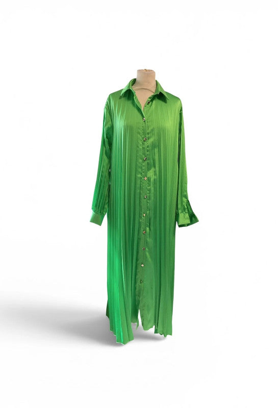 Zeta Otto Dress green pleated maxi size one 9554KMC