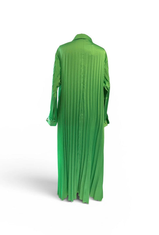 Zeta Otto Dress green pleated maxi size one 9554KMC