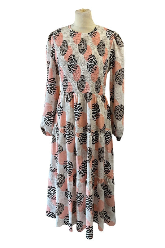 Girl in Mind dress peach print Size 10 9583CAK