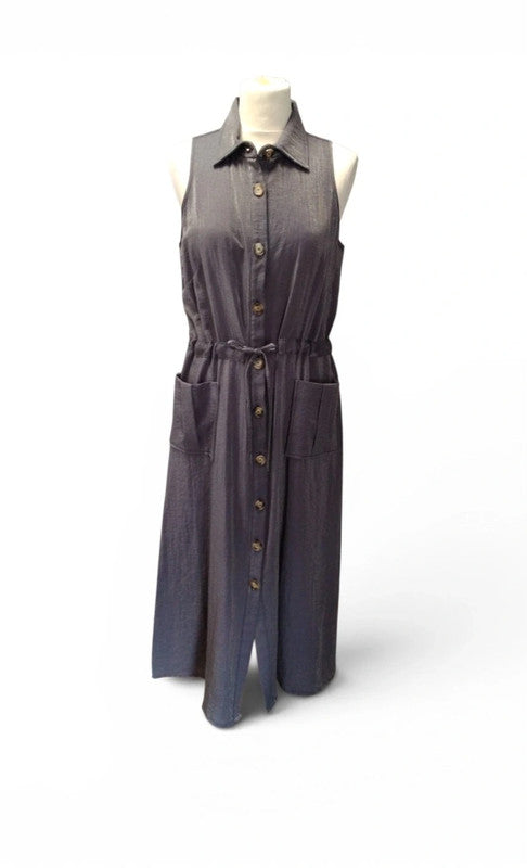 Fly Dress Girl Blue/grey lurex midi sizeM 9575SHD