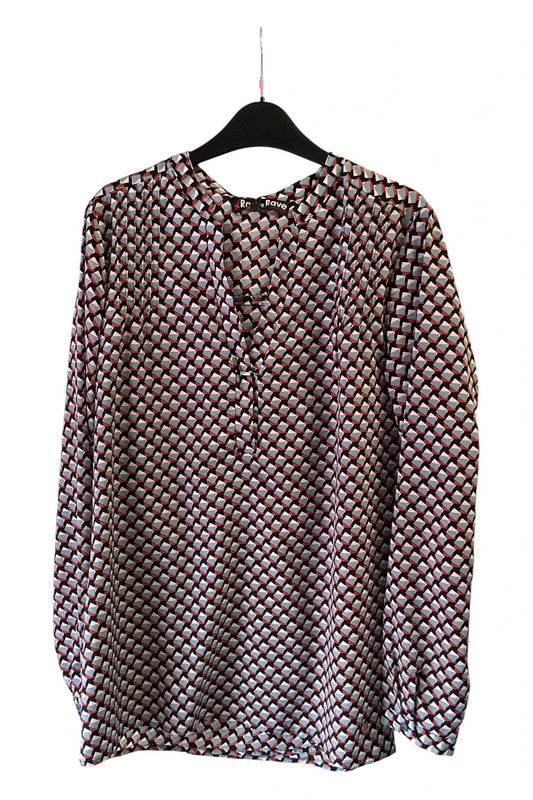 Rant&Rave top blue print Size 12 9574SHD