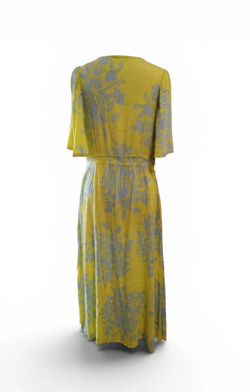 White stuff Dress Yellow floral maxi  size 12 9579SHD