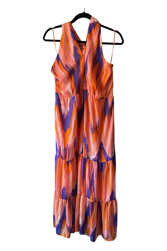 River Island dress orange and navy Size 14 9338LTI