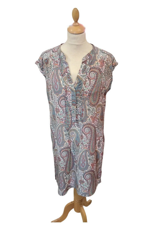 Massimo Dutti Dress Cream Print Sz 14 9604MVE