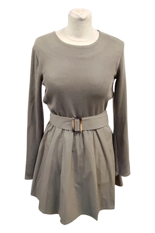 Zara Dress Khaki Long Sleeves Sz M 9612AMC