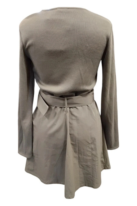 Zara Dress Khaki Long Sleeves Sz M 9612AMC
