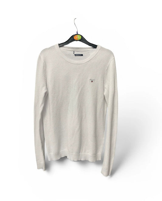 Gant Jumper White long sleeve with embroidered logo Sz S 9500AFR