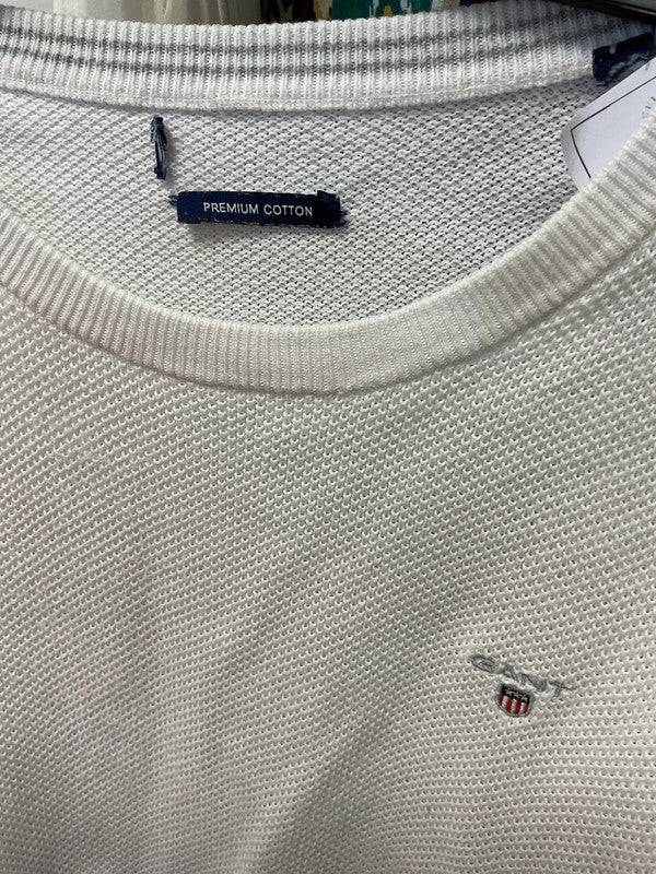 Gant Jumper White long sleeve with embroidered logo Sz S 9500AFR