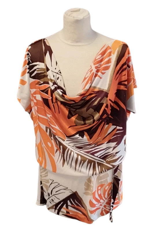 Benetton Dress/Tunic Orange Print Sz M 9664CM