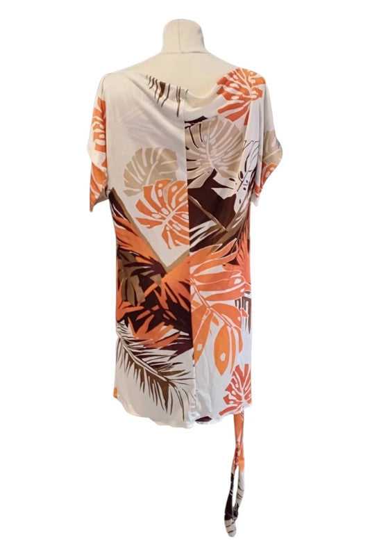 Benetton Dress/Tunic Orange Print Sz M 9664CM