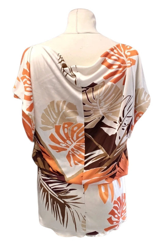 Benetton Dress/Tunic Orange Print Sz M 9664CM