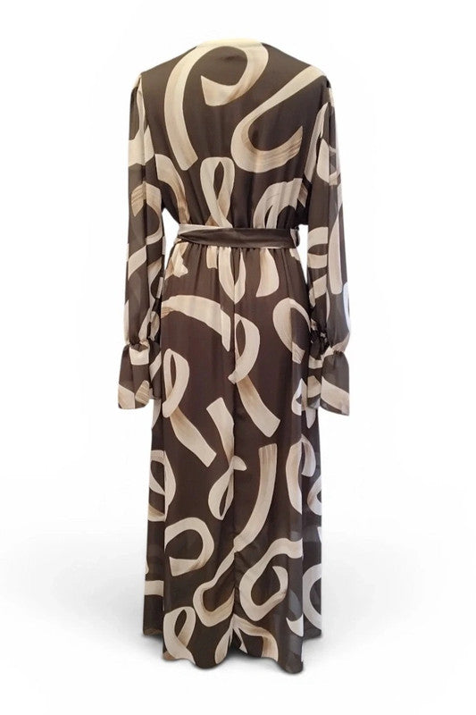 Pala D'Oro Dress brown long-sleeve Sz XL 9636CRC