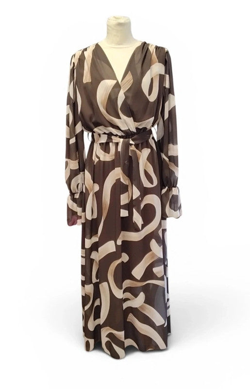 Pala D'Oro Dress brown long-sleeve Sz XL 9636CRC