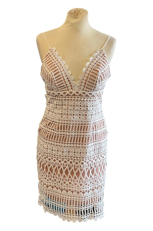 Vera Lucy Dress white bodycon size M 2433CDC