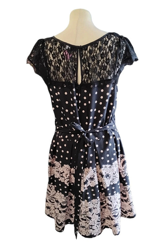 Dorothy Perkins Dress Black Polka Dote Sz 16 5839MMC