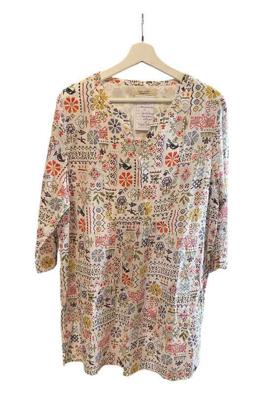Seasalt Cornwall Smock dress floral white print  size 14 9675JOH