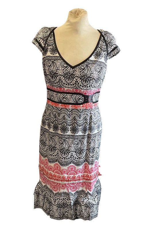Karen Millen Dress black print  size 12 9720RSW