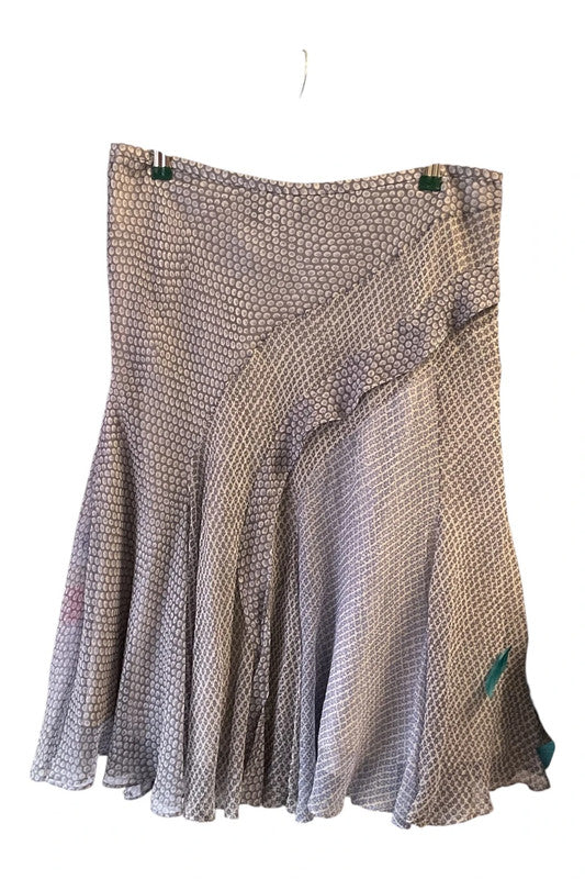 Skirt grey print patterned midi size 12 9725RSW