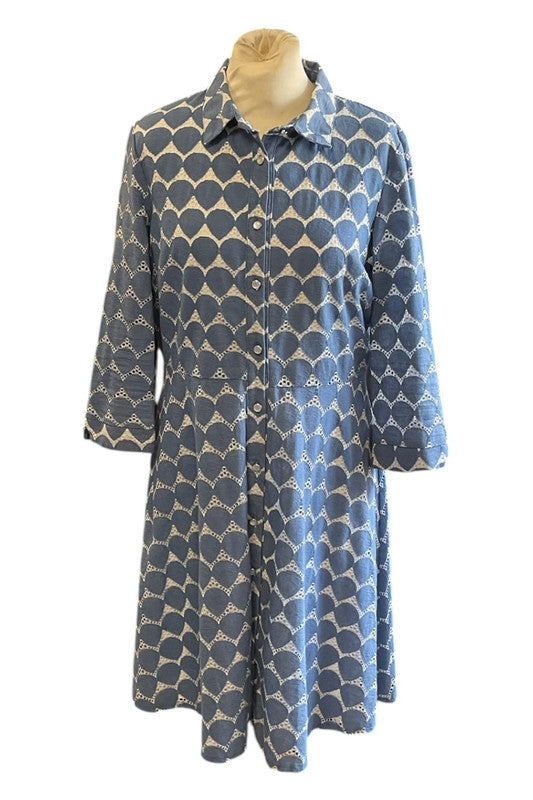 Goddiva Dress blue &white midi size 14 9713CM
