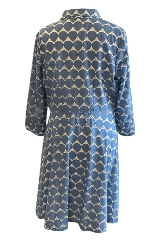 Goddiva Dress blue &white midi size 14 9713CM