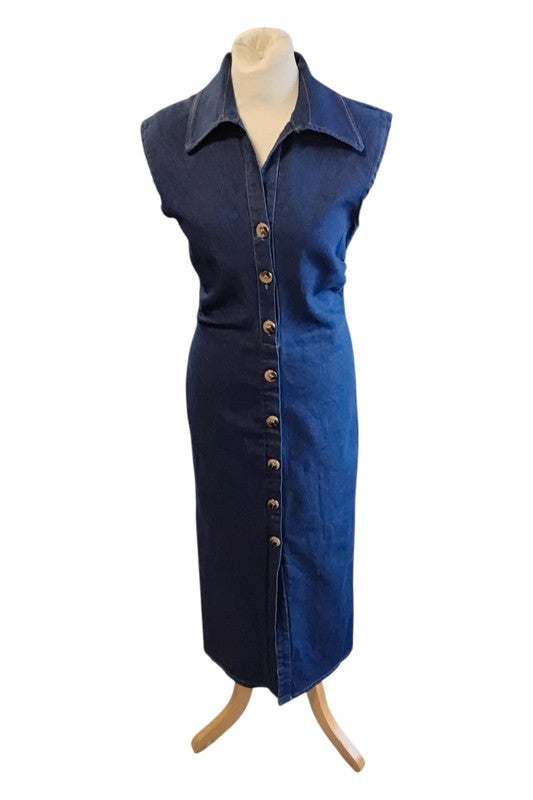 Insta Girl Dress Blue Denim Sz S (one) 9741MG