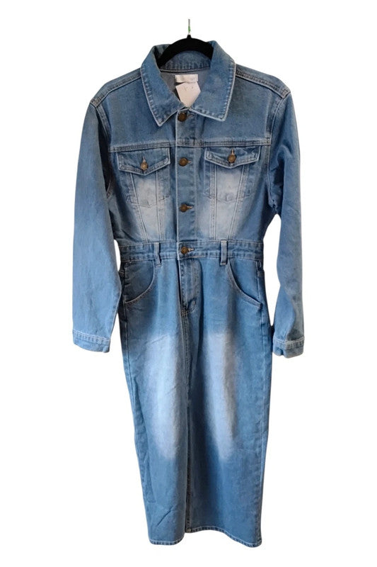 Occult Dress Denim Blue Sz M 9742MG