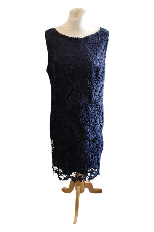 Wallis Dress Lace Navy Sz 16 9757RKE