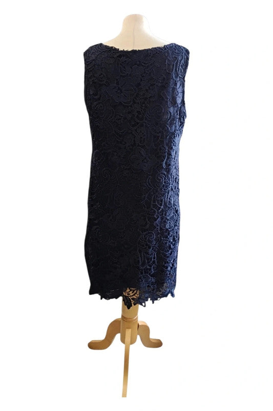 Wallis Dress Lace Navy Sz 16 9757RKE