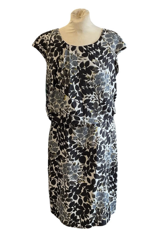 Antony&Alison Dress black & white floral midi size 16 9763PLY