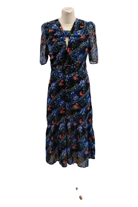 Hope&Ivy  Dress navy print floral print midi  size 6 5506HM