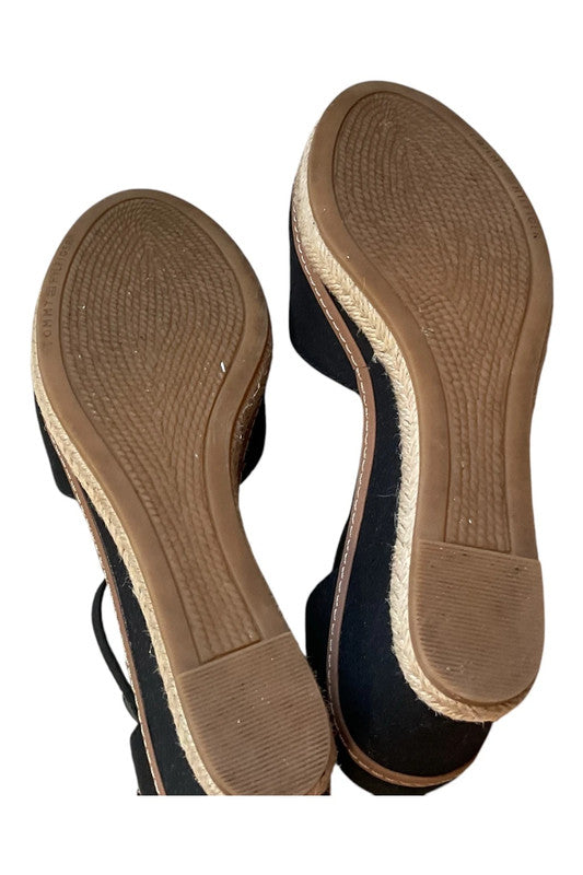 Tommy Hilfiger sandals black wedge size 6 9789LF